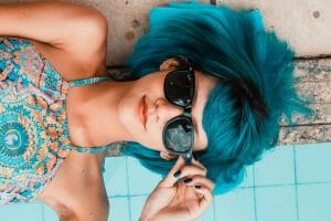 Woman, Blue Hair, Cute