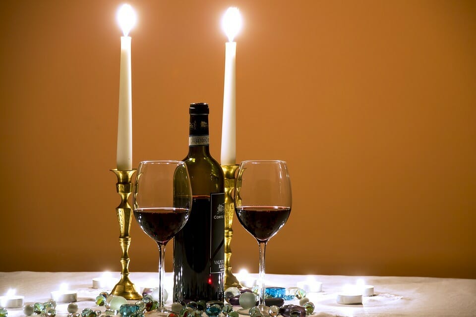 Dinner, wine, candles