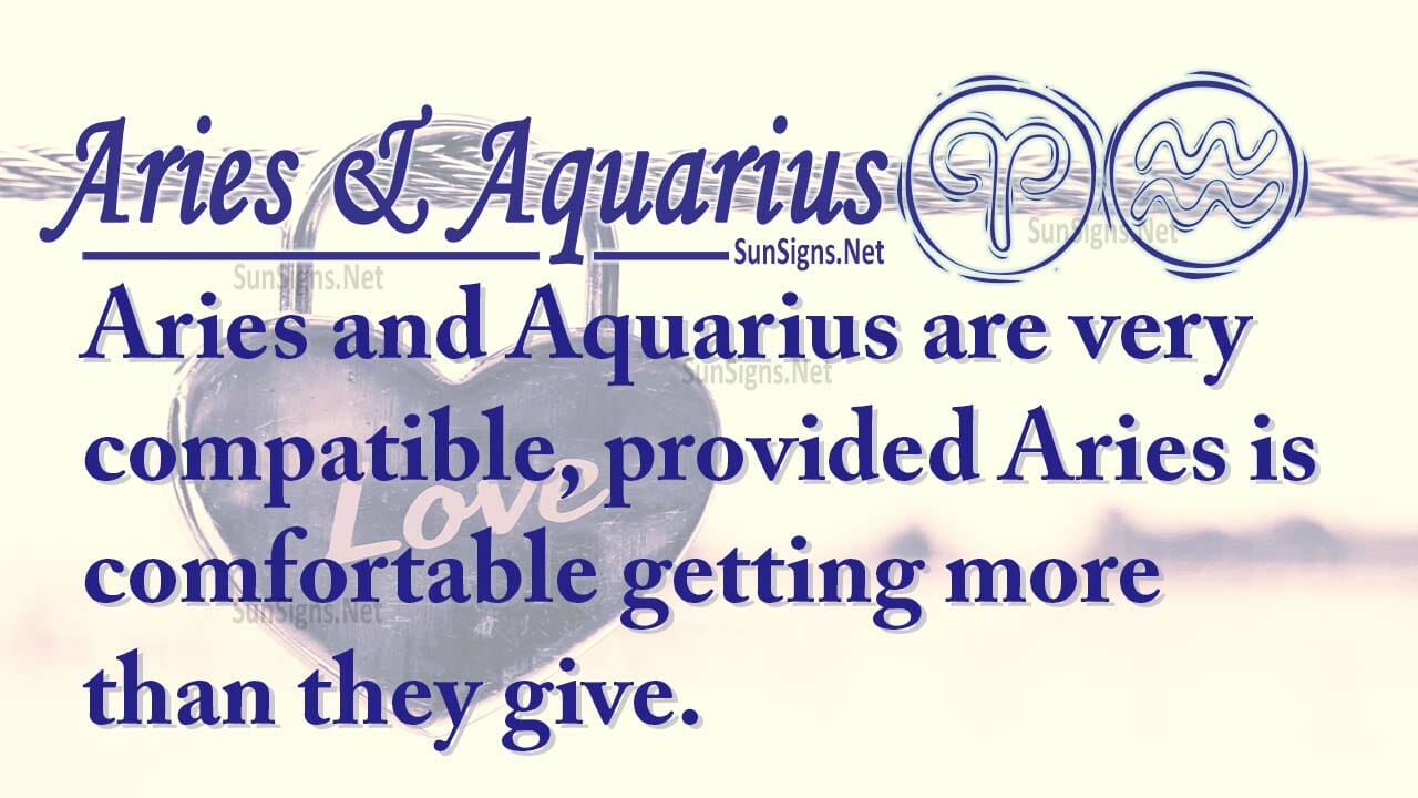 Aries Aquarius Partners For Life, In Love or Hate, Compatibility and