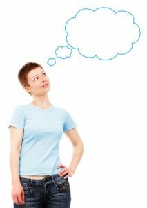 thought bubble, think, person